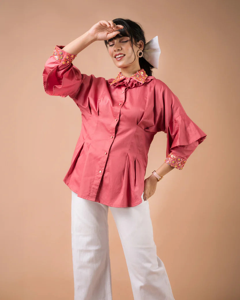 The Salmon Pleated Shirt