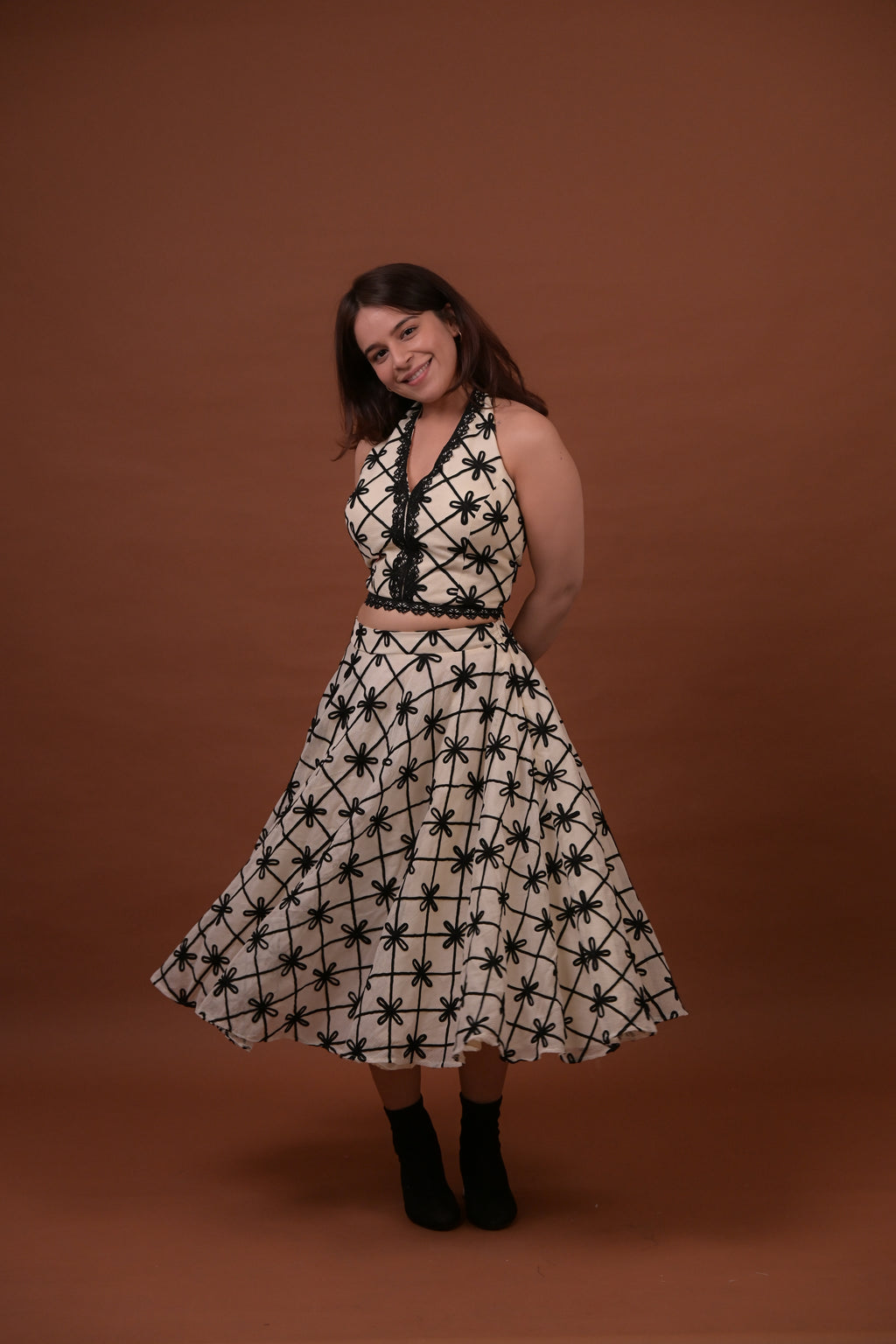 Black Cross Long Skirt