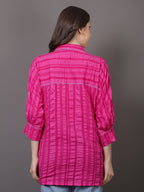 Pink Crushed Embroidered Shirt