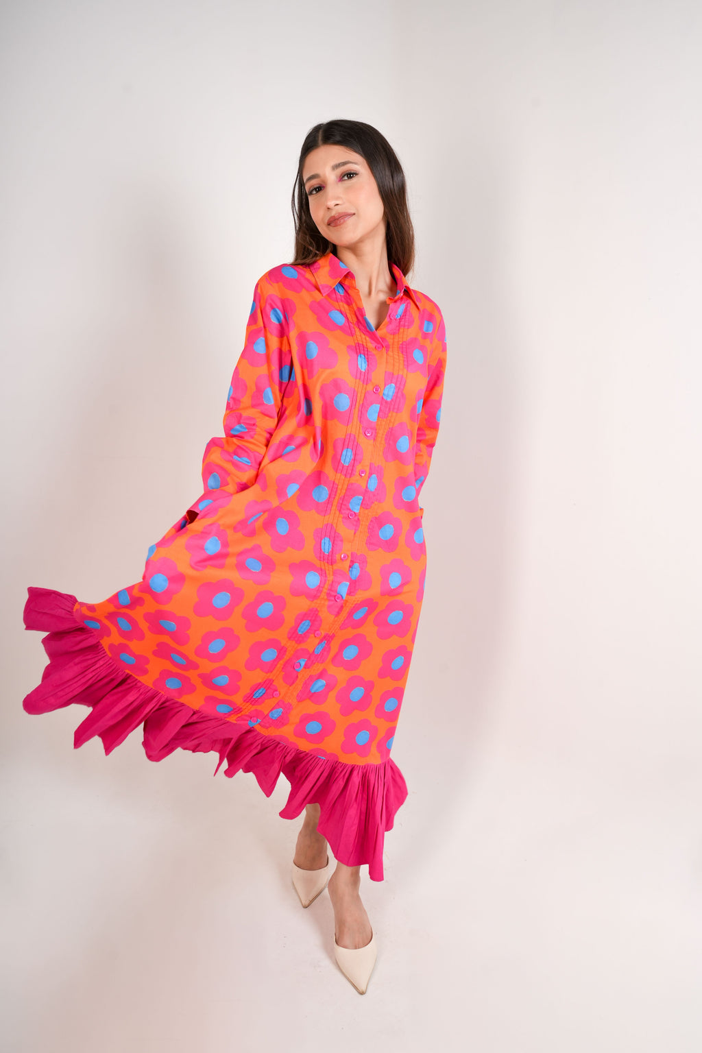 Mystic Bloom Layered Shirt Dress