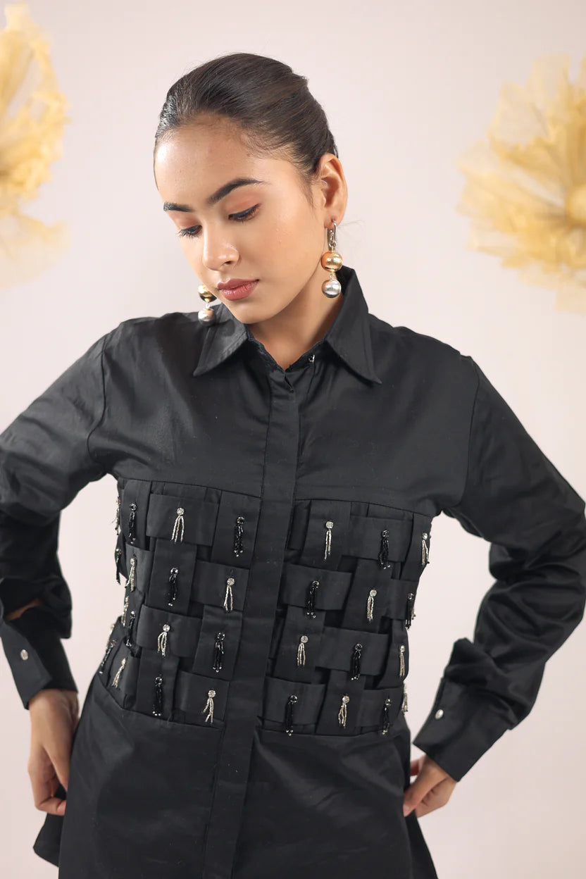 THE BLACK CRISS CROSS CHECK COTTON SHIRT