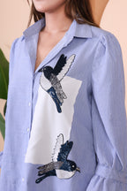 Blue Stripes Embroidered Shirt