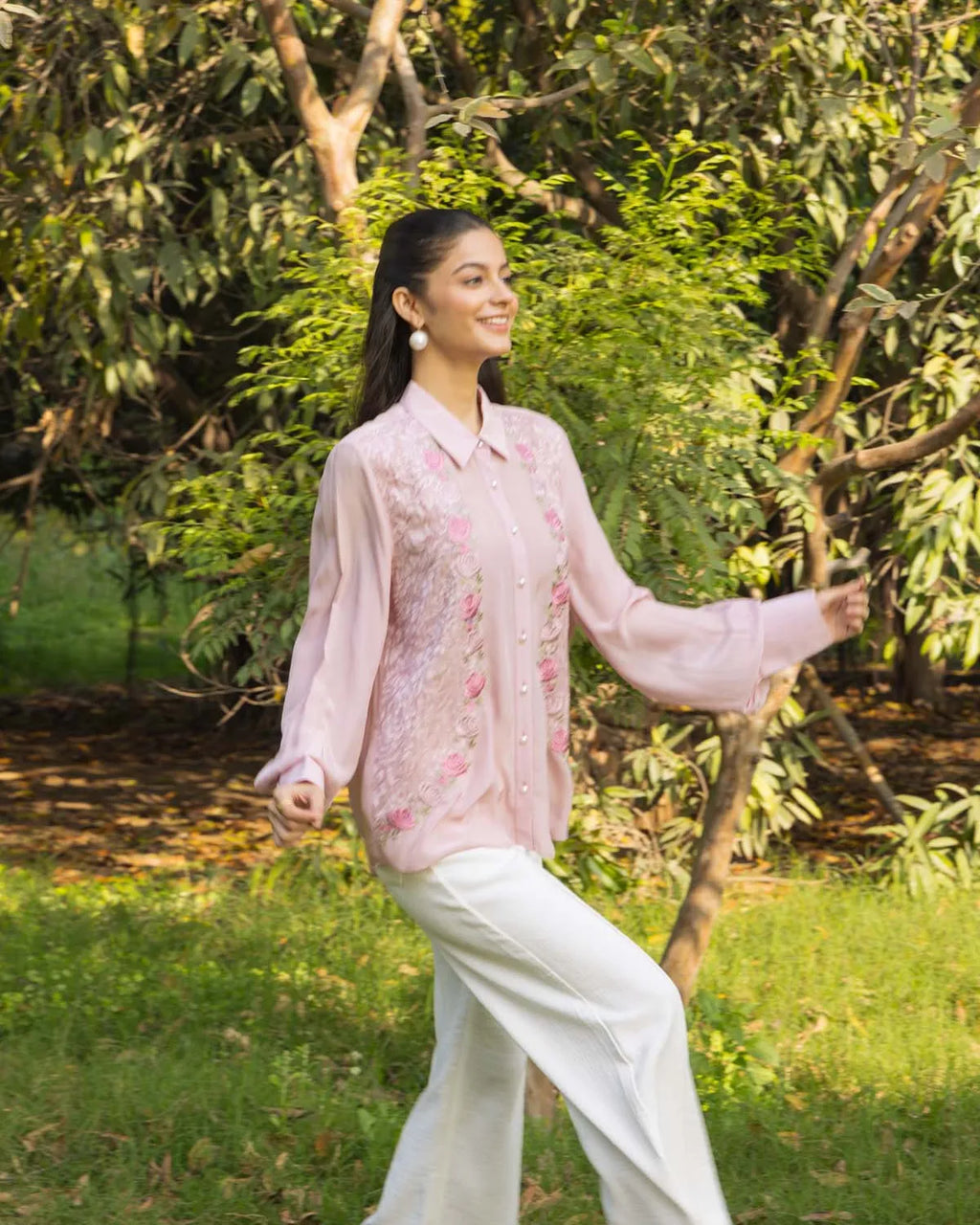 Iris French Lace Satin shirt
