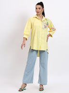 Yellow check Embroidered Shirt