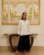 Celestia White French Lace Chiffon Blouse