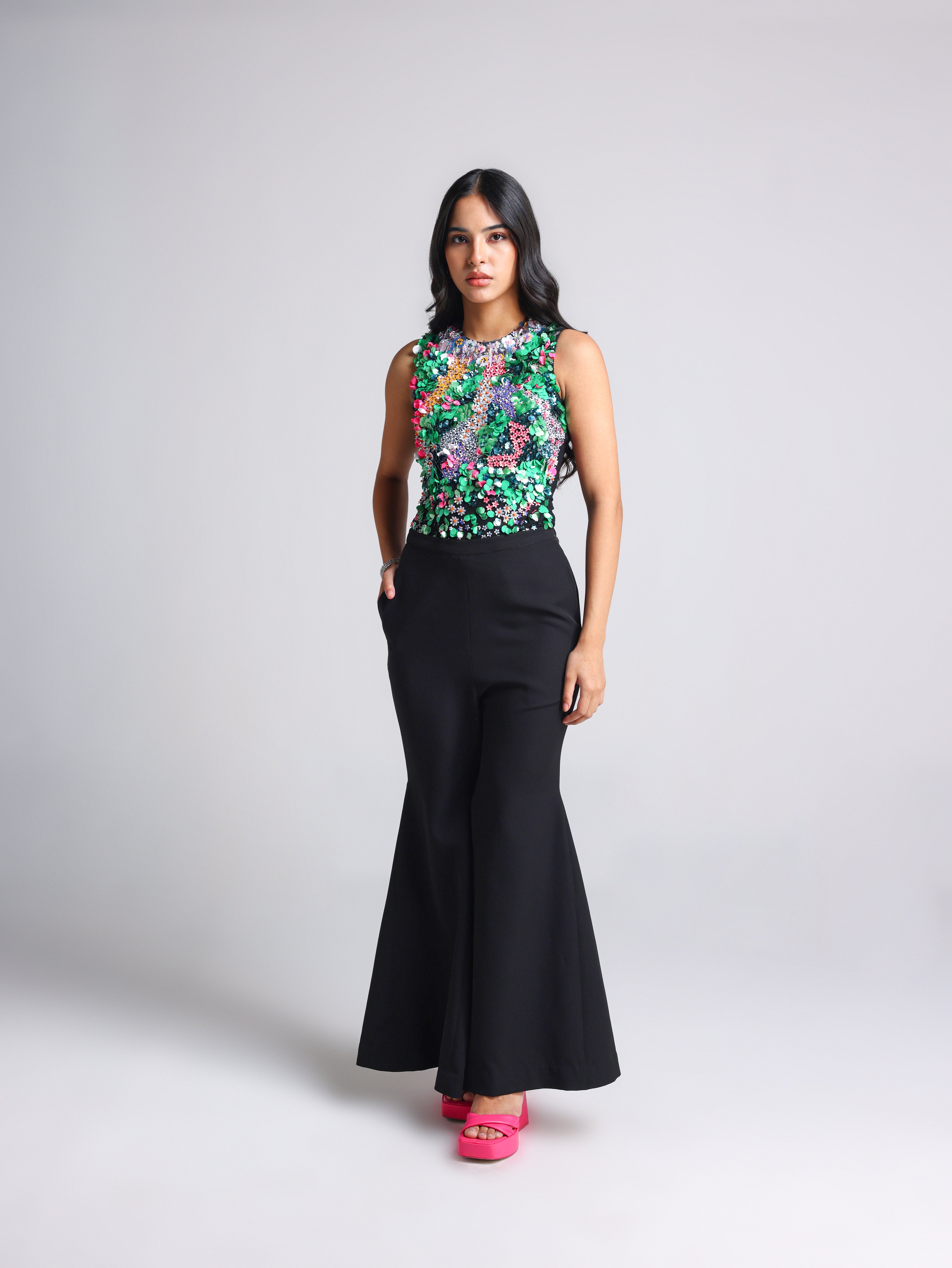 AMAZONICA MULTI COLOR 3D EMBELLISHED BODYSUIT