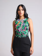 AMAZONICA MULTI COLOR 3D EMBELLISHED BODYSUIT