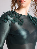 SIONA GREEN FOIL 3D BUTTERFLY BODYSUIT
