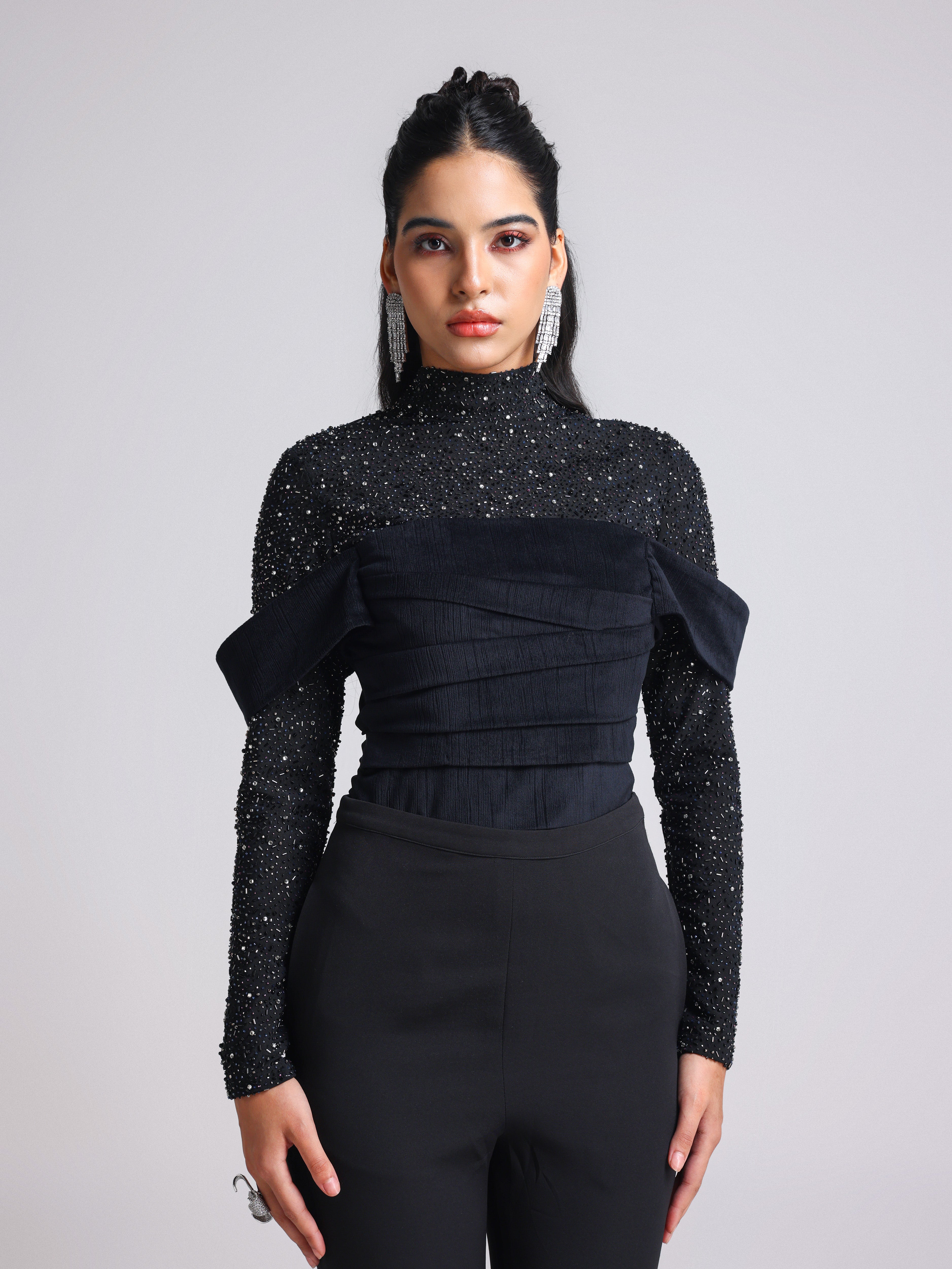 VITORIA STARDUST BLACK BODYSUIT