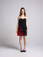 ROSEY BLACK 3D ROSETTE TEXTURED DRESS - Fllaë