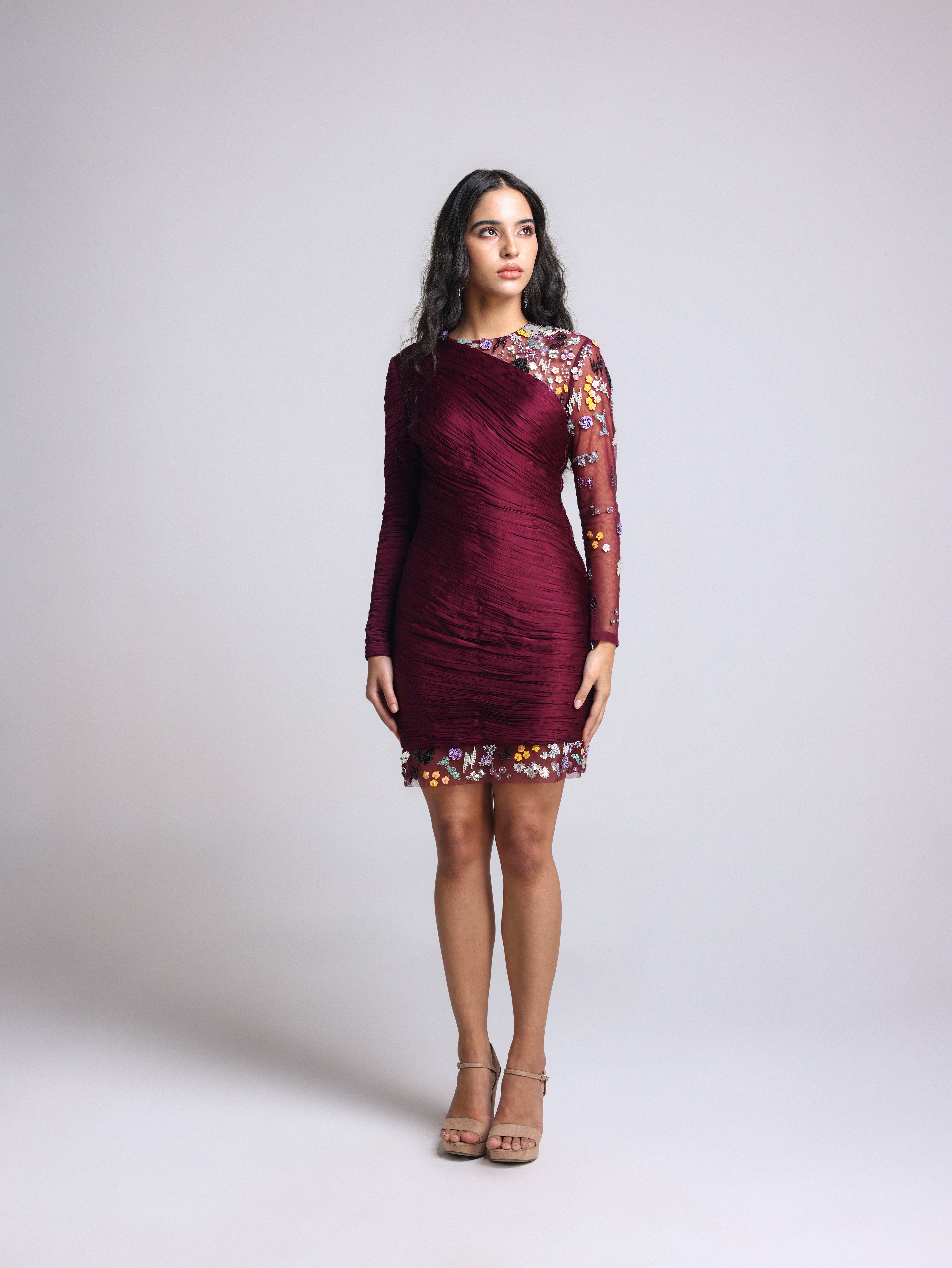 SERENA WINE FLORAL DRESS - Fllaë
