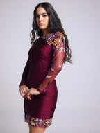 SERENA WINE FLORAL DRESS