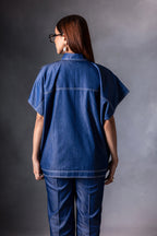 Denim Pearl Embellished Kaftan Co-ord Set