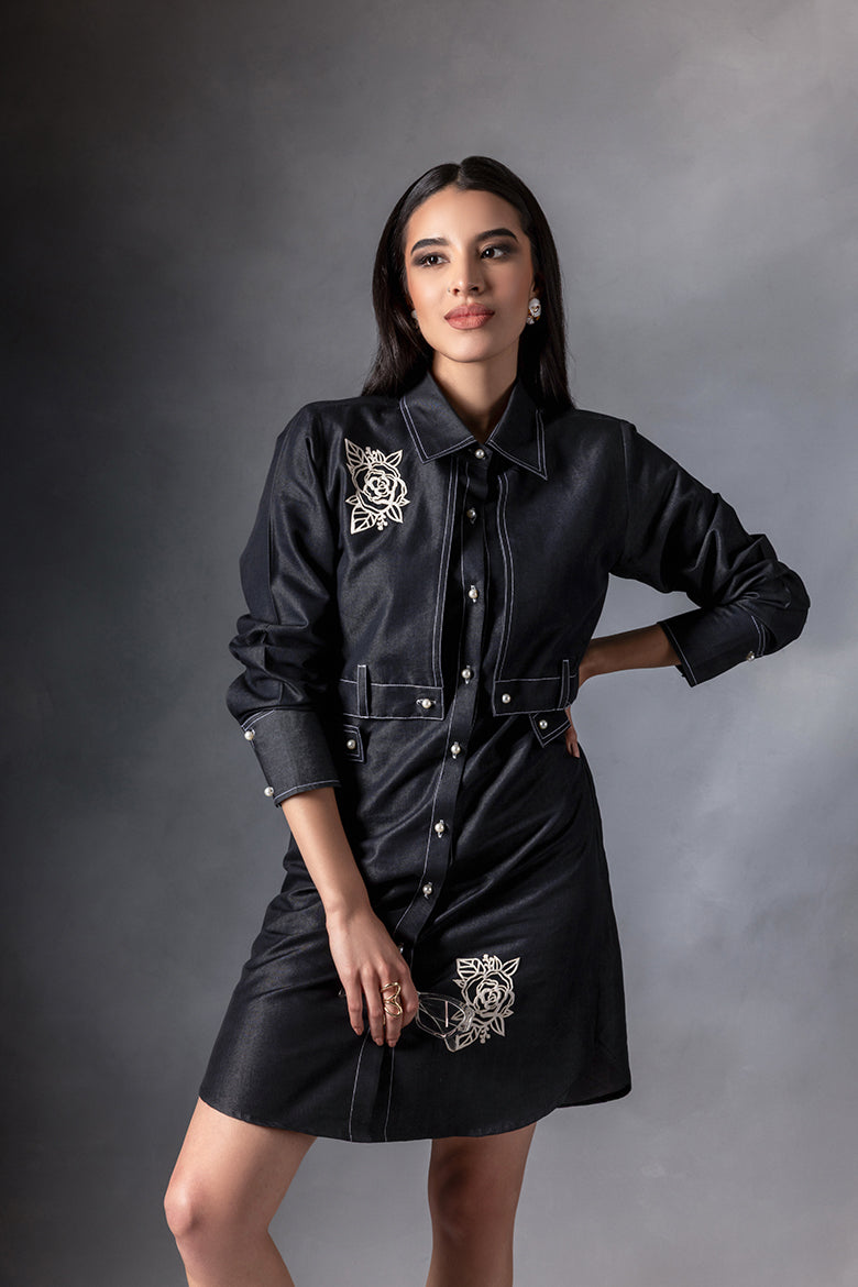 Coalex Floral Patch Shirt Dress - Sila Atelier